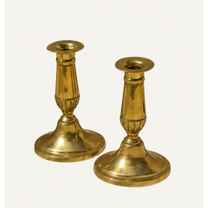 Ensemble de 2 bougeoirs en laiton antique - Bougeoirs en métal doré vintage pour centre de table de mariage, éclairage domestique - Product Image 1