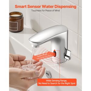 Rubinetto per Lavabo Bagno Senza Contatto con Sensore di Movimento Automatico, Acqua Calda e Fredda Regolabile, Maniglia Singola, per Toilette - Product Image 2
