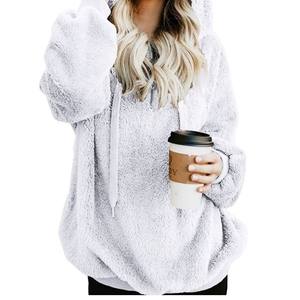 Otoño Invierno sudaderas con capucha para mujer sudaderas de manga larga abrigo cálido pulóver felpa cuello alto cremallera cuello mullido suelto con capucha - Product Image 1