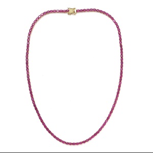 Collier tennis en rubis naturel ovale 6x4 mm, 16 pouces, 22 grammes, plaqué or, argent sterling 925, bijoux élégants et luxueux, cadeau - Product Image 2