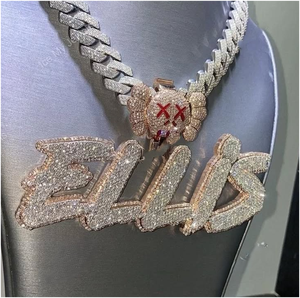 Colgante de Moissanita Personalizado, Pasa el Test de Diamantes, Letra VVS, Joyería Hip Hop, Plata 925, Cadena con Nombre, Colgante Iced Out para Hombre - Product Image 2