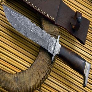 Couteau de chasse en acier Damas, fabriqué à la main avec manche en acier Damas, couteau de survie et de camping pour l'extérieur, couteau à dépecer, commande personnalisée OEM - Product Image 5