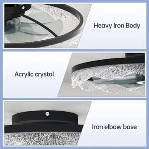 Ventilador de Techo LED Moderno de 24 Pulgadas con Luz, Montaje Empotrado, Anillo Acrílico, Aspas Ocultas, Control Remoto, Regulable, Elegante para Hogares - Product Image 5