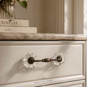 Luxury <b>Crystal</b> Flower Brass Drawer Handle Decorative Cabinet Pull Premium Furniture Hardware for Wardrobes Drawers and Dressers - Product Image 2