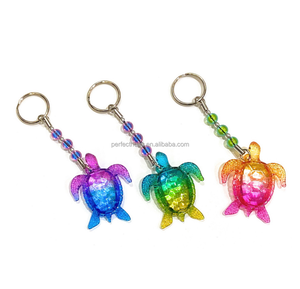 Llavero de tortuga bonita de color con impresión UV Llavero duradero con forma 3D Ocean Animal Sea World - Product Image 1