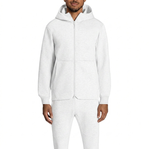 Sudadera con Capucha y Cierre para Hombre, Color Gris Sólido, Corte Regular, Tejido French Terry, Estilo Casual para Otoño - Product Image 2