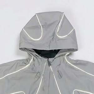 Custom Grey Reflective Piping <b>Techwear</b> Tracksuit Men Windbreaker Rain <b>Jacket</b> And Pants Set Wholesale - Product Image 6
