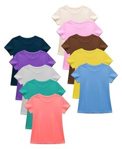 T-shirt intemporel pour femme en Spandex/Polyester à col en V et manches courtes, respirant, au design classique, simple et polyvalent - Product Image 1