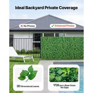 4 Pannelli di Bosso Artificiale 2 x 8 piedi, Siepe Decorativa per Privacy e Protezione Solare, Piante Artificiali Verdi - Product Image 3