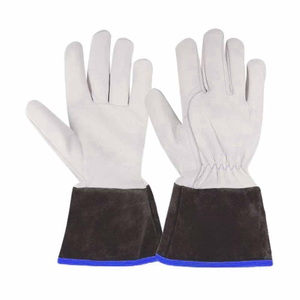 Gants de soudage TIG en cuir de chèvre et croûte de vache, résistants à la chaleur, pour la sécurité industrielle, le barbecue et la lutte contre les incendies, anti-vibration 7 - Product Image 6