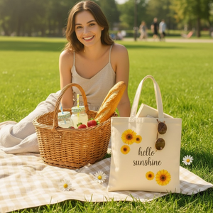 Sac de shopping en toile de coton naturel réutilisable, écologique, avec longues poignées d'épaule - Product Image 2