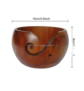 Bol en fil de bois fait main de meilleure qualité Bol en laine de bambou Motif décoratif Poli Style de Noël Porte-fil d'amour pour - Product Image 2