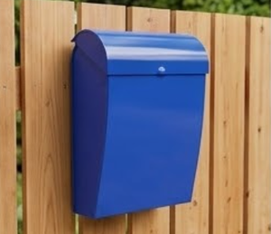 Boîte aux lettres murale galvanisée de qualité supérieure, revêtement en poudre bleue, étanche, accès frontal, sans serrure - Product Image 4