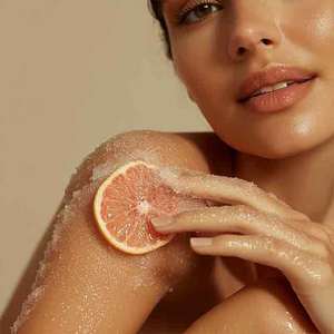 Gommage corporel réparateur et exfoliant Bluepetal 150g, parfum pamplemousse, avec extrait de Centella Asiatica pour une peau douce et nette - Product Image 1