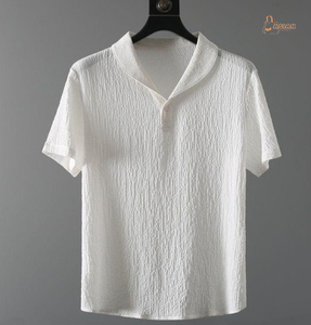 Men's Cotton <b>Waffle</b> Knit Short Sleeve <b>Shirt</b> & Shorts Set Solid Color Turn-down Collar Casual Summer Wear - Product Image 1