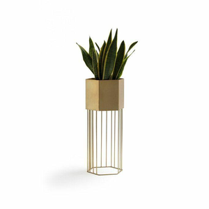 Pot de jardin en métal écologique avec poignée, finition laiton/cuivre, personnalisable, moderne, pour la maison - Vente en gros à chaud - Product Image 2