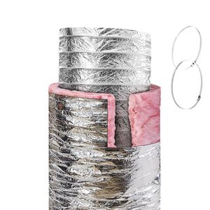 Tubo di Ventilazione Isolato per Asciugatrice da 3 e 7,5 Metri con Morsetti per Condotti, Protezione a Tre Strati Resistente per Sistemi di Riscaldamento HVAC per Appartamenti - Product Image 1