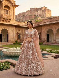 Lehenga Choli en soie brodée fait main pour femmes, robe en filet ivoire, tenue traditionnelle indienne pakistanaise pour mariage et fête - Product Image 2