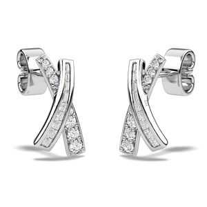 Luxury Lab Grown Diamond <b>Stud</b> <b>Earrings</b> 10K 14K 18K Gold Criss Cross Bar Design Elegant <b>Fine</b> Jewelry Minimalist <b>Earrings</b> - Product Image 1