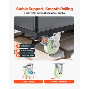 Carrello Industriale con Piattaforma in Acciaio, Capacità 900 kg, Ruote Girevoli e Maniglia per Spinta Manuale - Product Image 3