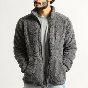 Chaqueta Sherpa para Hombre con Cuello Vuelto, Cremallera Completa, Bolsillos en el Pecho, Diseño Patchwork, OEM, para Invierno - Product Image 3