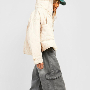 OEM <b>Winter</b> Puffer Jacket <b>Women's</b> Warm Breathable Dyed Cotton <b>Padded</b> Solid Zipper Embroidery Quilted Regular <b>Coat</b> 2026 - Product Image 6