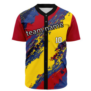 เสื้อเบสบอลผู้ชายดีไซน์ล่าสุด ราคาถูก สีพื้น ขนาดสั่งทำได้ เสื้อเบสบอลแบบซับลิเมชั่น ชุดยูนิฟอร์ม - Product Image 3