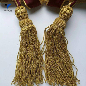 Cinta de hombro dorada con rayas granate y borlas, estilo uniforme de poliéster, accesorio para recreación histórica - Product Image 5