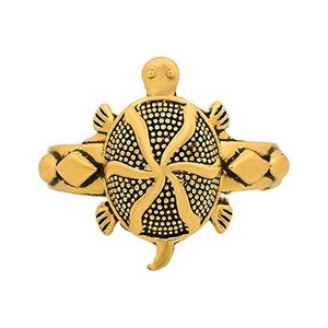 Anillo de Tortuga Chapado en Oro con Diseño de Concha Punteada para Amuleto de la Suerte Feng Shui, Joyería de Moda - Product Image 4