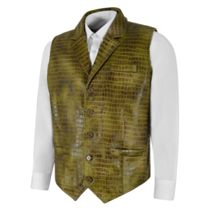 Gilet Homme en Cuir Gaufré Croco 100% Véritable, Gamme Smart Personnalisée, Gilet de Cérémonie et d'Affaires, Fabricant Grossiste Marque Privée - Product Image 2