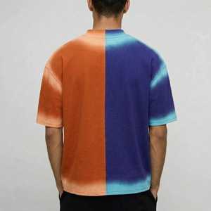 T-shirt Homme Vintage à Panneaux Multicolores Effet Délavé Coupe Oversize Décontractée Streetwear Estival Coton Doux Tendance - Product Image 4