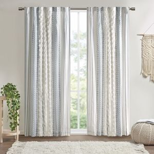 Pannello per Tenda in Cotone Stampato con Striscia in Ciniglia e Fodera 50x108" per Decorazione Casa - Product Image 1