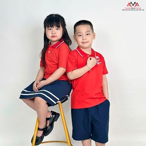 Chemise polo unisexe en polyester et élasthanne tricoté 50D rouge pour enfants de l'école primaire FMF - Product Image 2