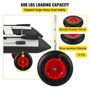 15 \ "in acciaio inox gommone lancio ruote Dolly 4 pz a sgancio rapido perni 600 LBS capacità di carico parti accessori - Product Image 3