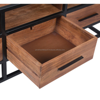 Meuble TV moderne haut de gamme en bois massif avec portes coulissantes et 3 tiroirs, rangement intelligent, mobilier de salon de luxe, Nouveauté 2026