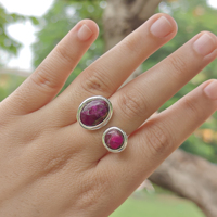 Bague ajustable en laiton plaqué argent 18 carats avec pierre précieuse turquoise en cuivre sertie clos, bande ouverte ovale, tendance, unique, pour femmes