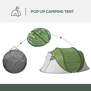 Tenda Pop-up Verde per 2-3 Persone con Veranda, Impermeabile 3000mm, Borsa per il Trasporto, per Campeggio ed Escursionismo - Product Image 3