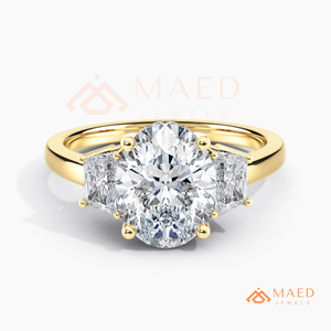 Anillo de Tres Piedras de Moissanita para Mujer, Tono Dorado, Joyería de Compromiso y Aniversario, Estilo Elegante para Uso Diario - Product Image 5