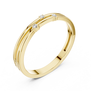 Bague triple diamant en or jaune pour femme, bijoux élégants et minimalistes pour mariage et anniversaire - Product Image 4