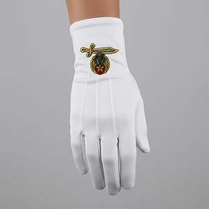Gants en coton brodés Shriner Masonic - [Blanc] 100% coton avec symbole maçonnique brodé - Product Image 4