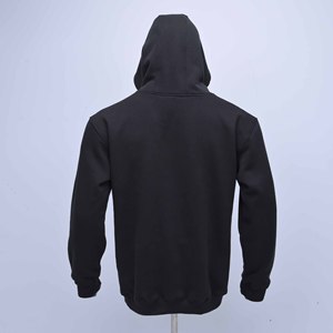 Sudadera con capucha y mangas largas de algodón negro de primera calidad con logotipo personalizado para hombre - Product Image 6