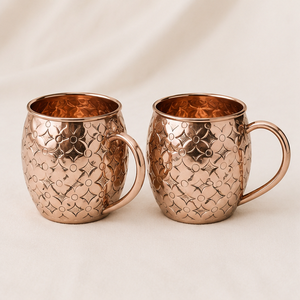 Tazas Moscow Mule de Cobre Puro 100% Premium con Diseño Floral Grabado Vintage, Hechas a Mano, Resistentes al Deslustre - Product Image 3