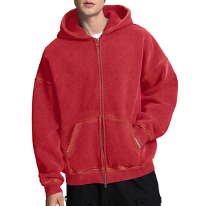 Sweat à capuche zippé pour homme, poids lourd, délavé à l'acide, style streetwear vintage, personnalisable avec logo, prix direct usine OEM ODM - Product Image 5