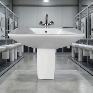 European <b>Wall</b> Mount Ceramic Wash Basin Half Pedestal Lavabo Sink And Stand For Bathroom Home Kitchen Use - Product Image 6
