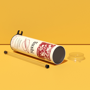 Vente en gros de contenants à sushi biodégradables et écologiques en papier kraft, taille personnalisée, boîte tube imprimée en quatre couleurs - Product Image 5