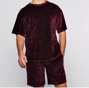 Ensemble deux pièces en velours respirant de haute qualité, 100 % laine, avec t-shirt et short, vêtements d'extérieur vierges pour le jogging et la course, idéal pour l'été. - Product Image 4