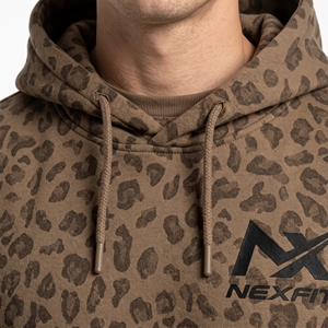 Men's <b>Leopard</b> <b>Print</b> Fleece Oversized Pullover Hoodie Winter Fashion Streetwear <b>Sweatshirt</b> with Kangaroo Pocket Custom Logo - Product Image 6
