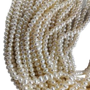 Collar de Perlas de Arroz Pequeñas de 3-4 mm, Perlas de Agua Dulce Semiterminadas Casi Elípticas, Perlas Sueltas No Nucleadas - Product Image 5