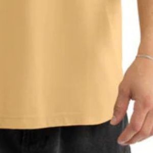 T-shirt Homme Jaune Moutarde Uni Col Rond Manches Courtes Coton Doux Décontracté Coupe Ample Léger Respirant Été Personnalisable - Product Image 6