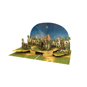 Carte de vœux de Noël 3D écologique en papier fait main avec scène de village d'hiver - Product Image 4